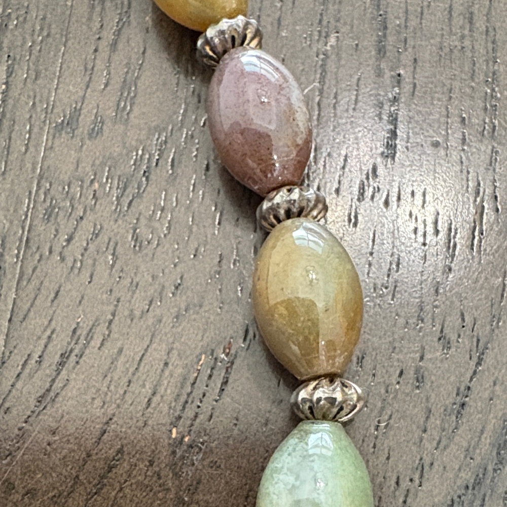 Multi-Color Beaded Necklace - Natural Stone and Sterling Silver Accents - Picture 2 of 9